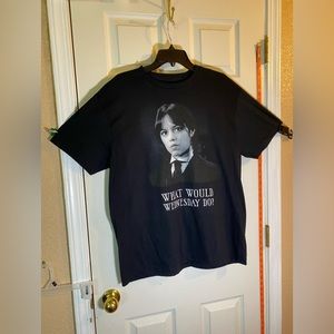 Wednesday Men L T-Shirt Black Graphic Tee Short Sleeve NWOT